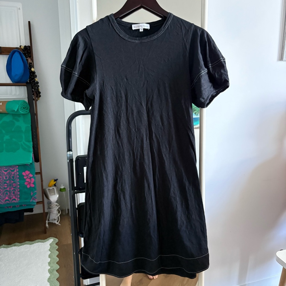White + Warren Black 100% Pima cotton Mini Dress